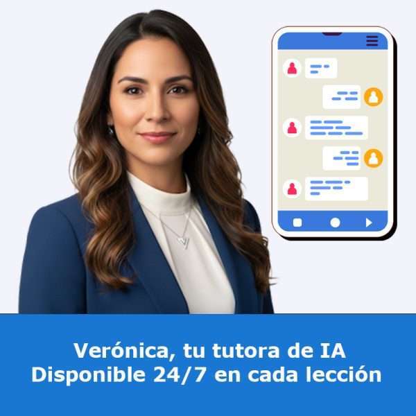 Verónica, tutora de Inteligencia Artificial de Enabling Learning, disponible 24/7 en cada lección