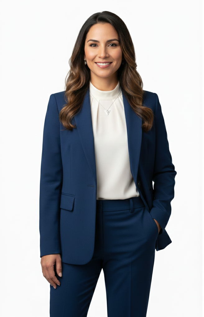 Veronica, the AI-powered learning system by Enabling Learning, displayed as a professional standing portrait