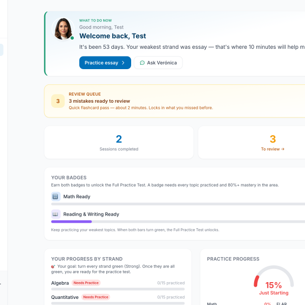 TSIA2 Prep — student dashboard